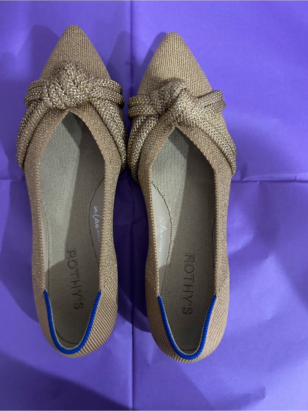 Rothy's Pointed Knot Flats in Metallic Bronze